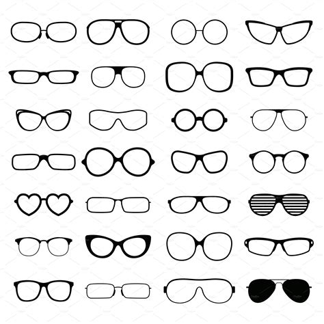 Black fashion glasses silhouette ~ Illustrations ~ Creative Market