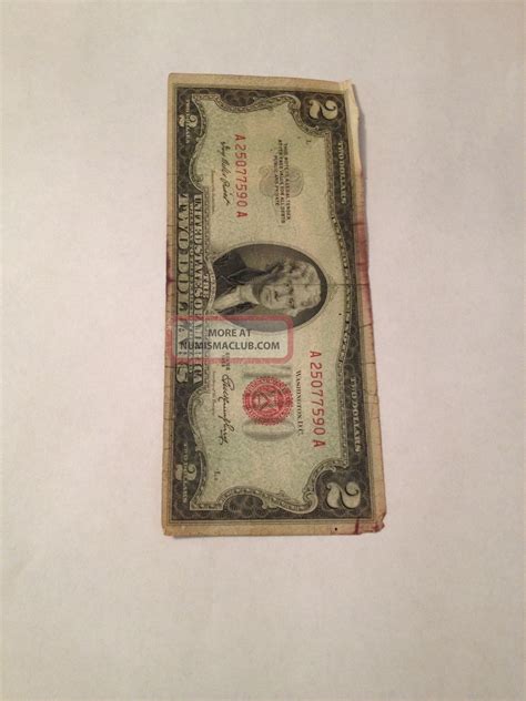 1953 $2 Dollar Currency Bill Rare Old Money Red Seal