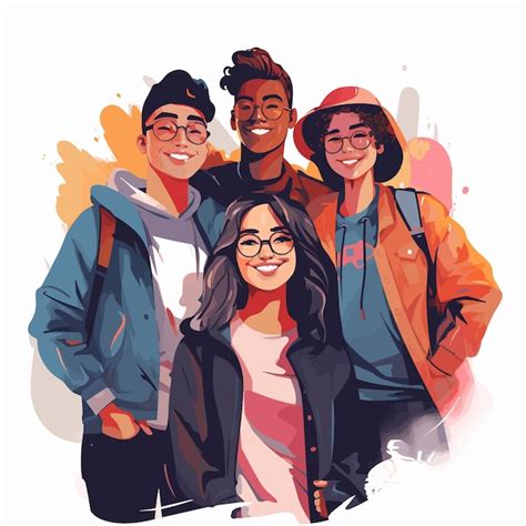 Premium Vector Multiracial Group Of Young People In Trendy Clothes