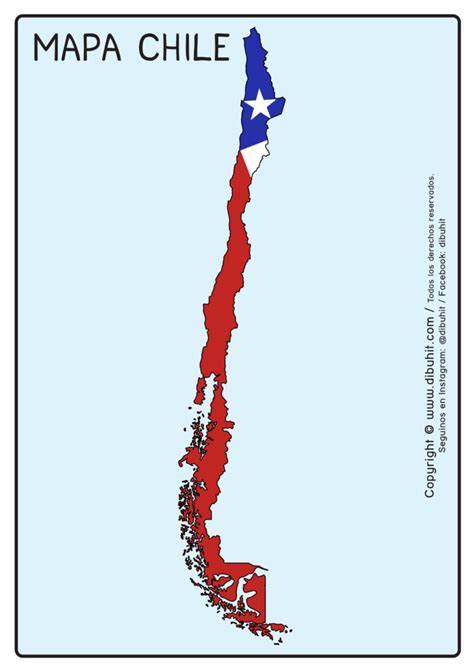 Mapa Chile Con Bandera Dibuhit