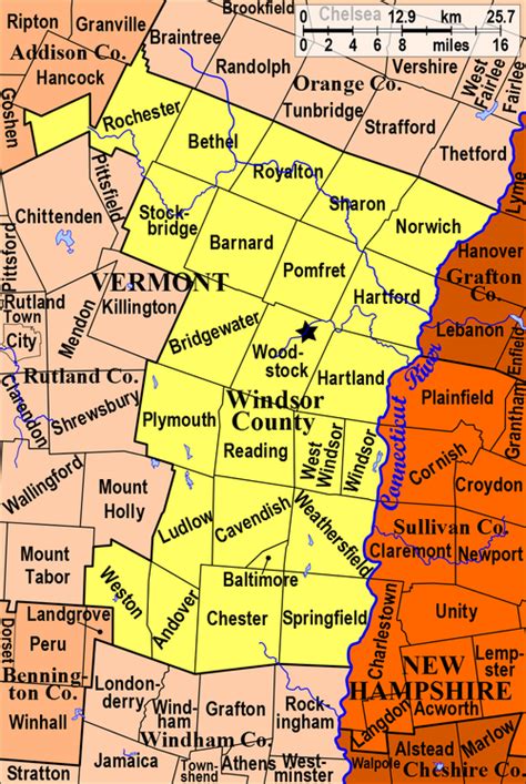 Vermont County Map With Towns