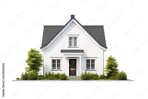 Minimalist Traditional House Over Isolated Transparent Background Stock