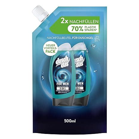 Duschdas 3 in 1 Duschgel Shampoo For Men Nachfüllbeutel Duschbad mit