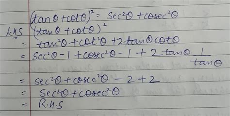 Prove That Tan Theta Cot Theta2 Sec2 Theta Cosec2 Theta