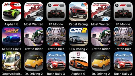 Asphalt 8 NFS Most Wanted F1 Mobile Rebel Racing NFS No Limits