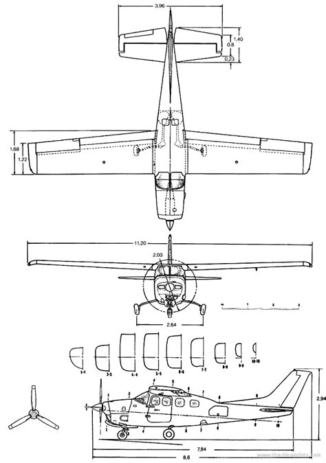 Cessna 210 Centurion blueprints free - Outlines