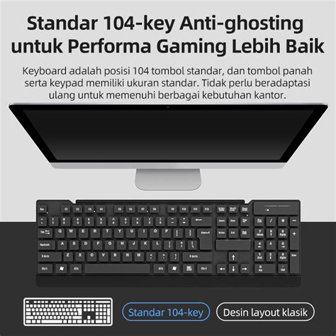 Jual Hot Basike Keyboard Mouse Wireless Portable Gaming Mechanical Full Size Bass For Pc Laptop