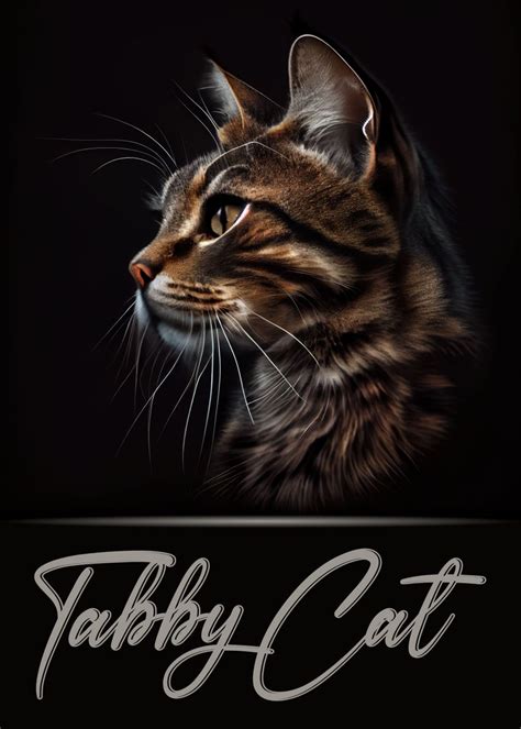 Tabby Cat Portrait Poster Picture Metal Print Paint By Artistic