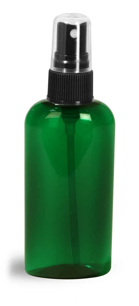 SKS Bottle Packaging 2 Oz Green PET Cosmo Oval Bottles W Black