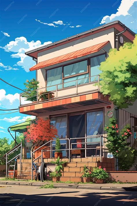 Free Photo | Anime style house architecture