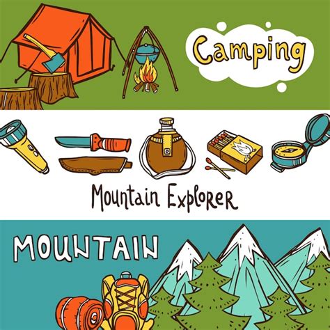 Free Vector Camping Banners Horizontal