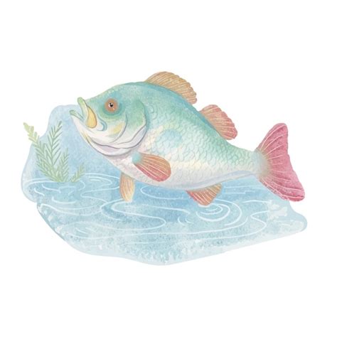 Premium Vector Big Bass Fish Watercolour Vector Illustration