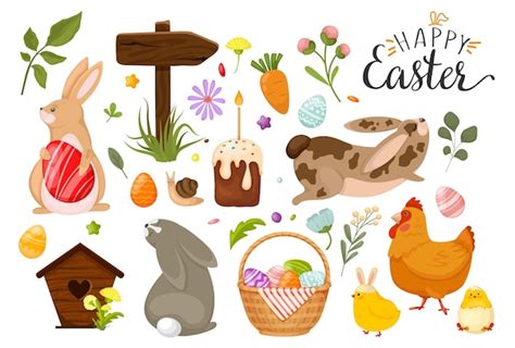 Premium Vector Set Of Easter Elements Eggs