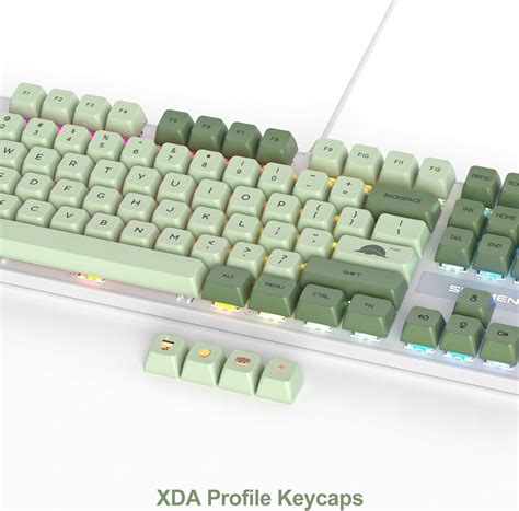 Fogruaden Full Size Mechanical Keyboard Green Matcha Keyboard Wired USB ...