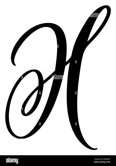 Vector calligraphy hand drawn letter H. Script font logo icon ...