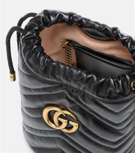 GG Marmont Mini Leather Bucket Bag In Black Gucci Mytheresa