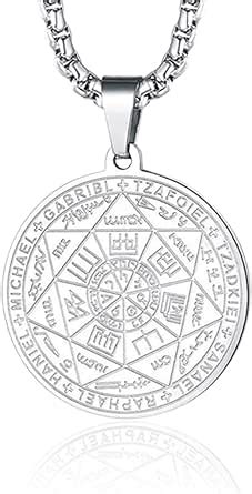 USTNIR Collier Talisman de Médaille Sceau des 7 Archanges pour Homme