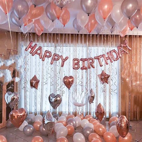 Rose Gold Happy Birthday Decoration Set 21st Birthday Party Etsy