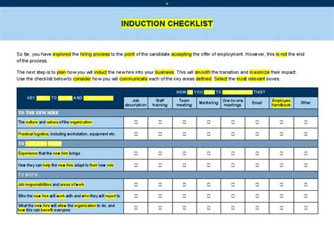 Induction Checklist | PDF