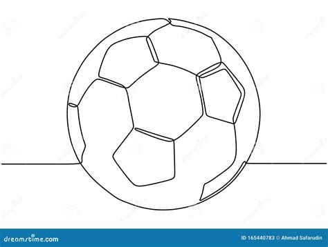 Continuous One Line Drawing Of Football Or Soccer Ball Minimalism