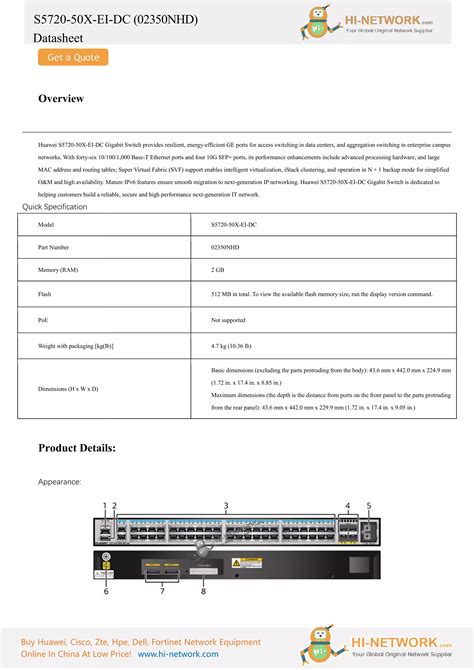 Huawei S5720 50x Ei Dc Brochure Datasheet Pdf