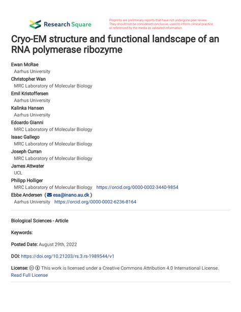 Pdf Cryo Em Structure And Functional Landscape Of An Rna Polymerase