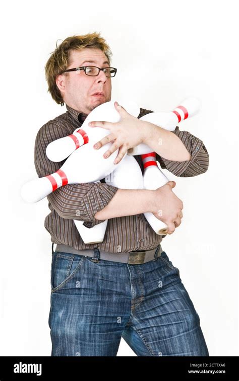 A Man With Bowling Pins Stock Photo Alamy