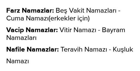 Islam Dininde Namaz Çeşitleri Farz Namazlar Vacip Namazlar Nafile