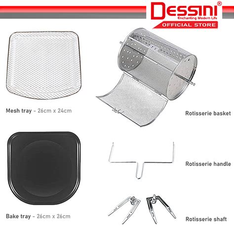 DESSINI ITALY L Electric Rotisserie Oven Convection Hot Air Fryer Toaster Timer Oil Free