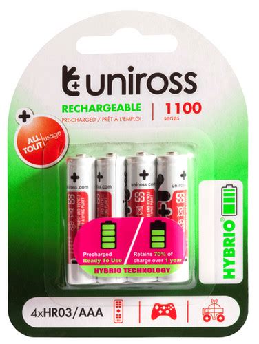 Blister UNIROSS AAA 1 2v 1000mAh C 4 BATTERYSHOP