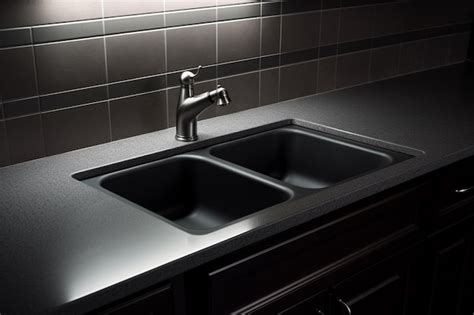 Premium AI Image | a kitchen sink with a faucet and a faucet.