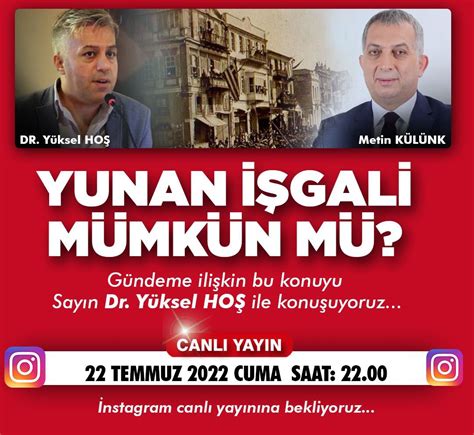 Metin KÜLÜNK on Twitter Bu akşam İnstagram Canlı yayınında DR YÜKSEL