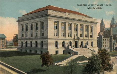 Summit County Court House Akron Oh Postcard