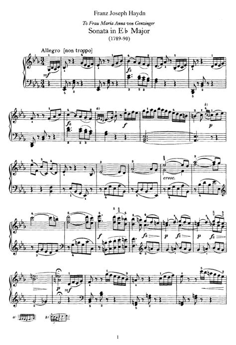 Sonata In E Flat Major Landon 59 Free Sheet Music By Haydn Pianoshelf