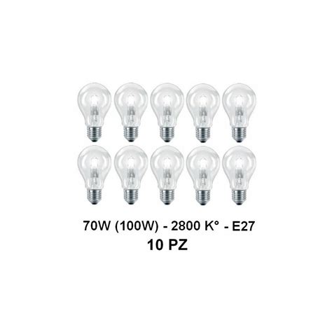 10 Lampada Lampadina Alogena A Risparmio Energetico 70W 100W E27