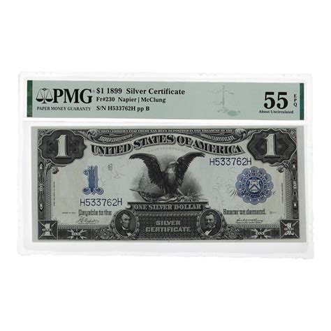 1899 U S 1 One Dollar Black Eagle Silver Certificate PMG AU55 EPQ