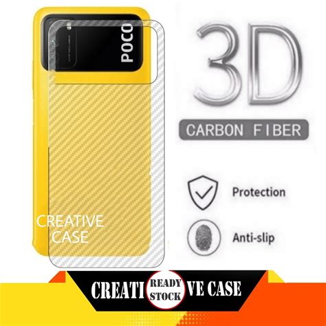 Jual Garskin Carbon Xiaomi Poco M3 2021 Back Screen Sticker Skin Guard Shopee Indonesia