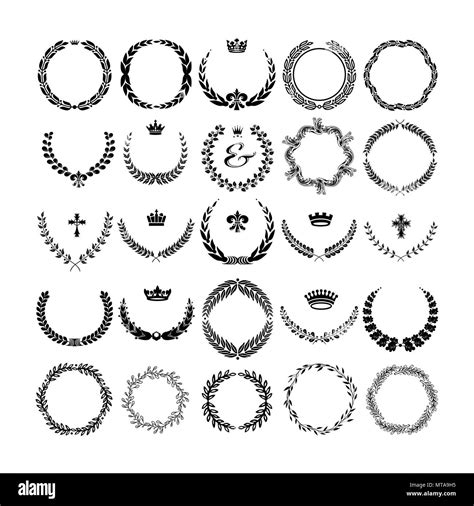 Set Laurel Wreath Symbol Of Victory And Achievement Design Element