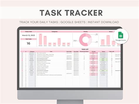 Task Tracker Spreadsheet Google Sheets to Do List Planner Spreadsheet ...