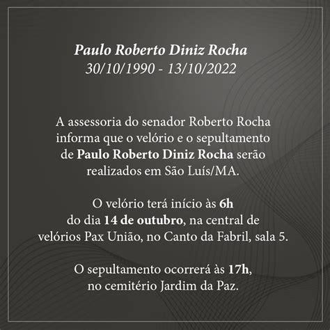 Senador Roberto Rocha Comunica Falecimento Do Filho Paulo Roberto