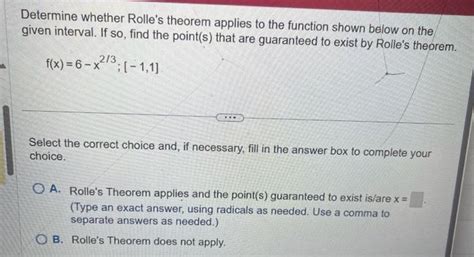 Solved Determine Whether Rolle S Theorem Applies To The Chegg