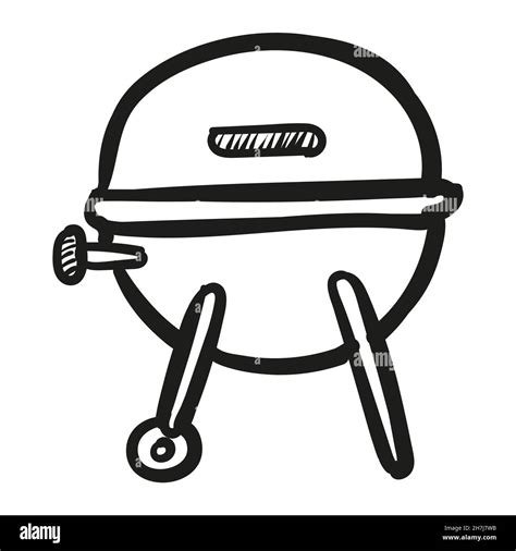 Hand Drawn Grill Icon In Doodle Style Isolated Stock Vector Image Art