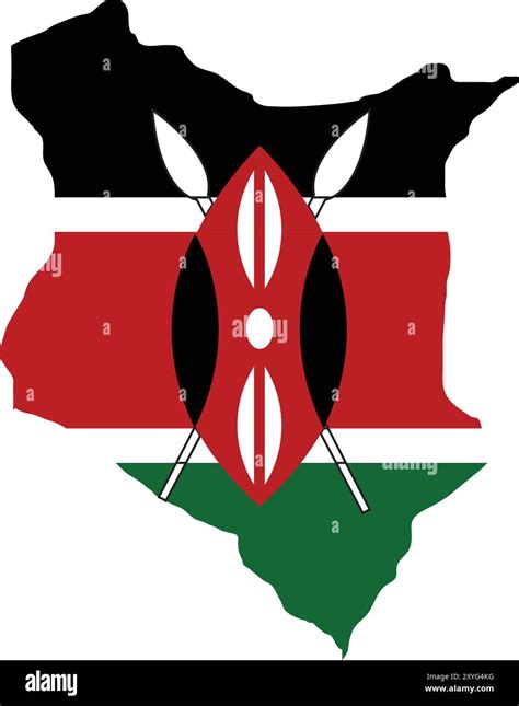 Kenya Flag in Map, Kenya Map with Flag, Country Map, Kenya Map with ...