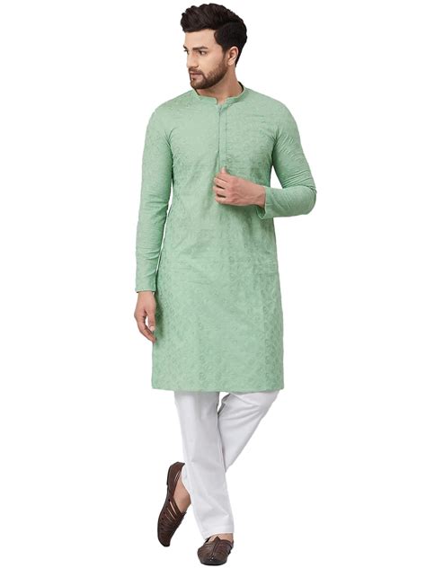 Buy Fashvio Chikankari Embroidered Woven Design Straight Kurta For Men