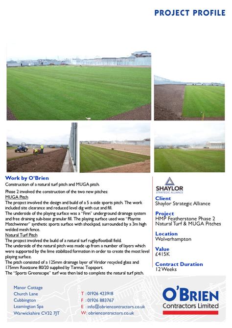 Sports Pitch Construction for HMP Featherstone - Phase 2 case study by ...