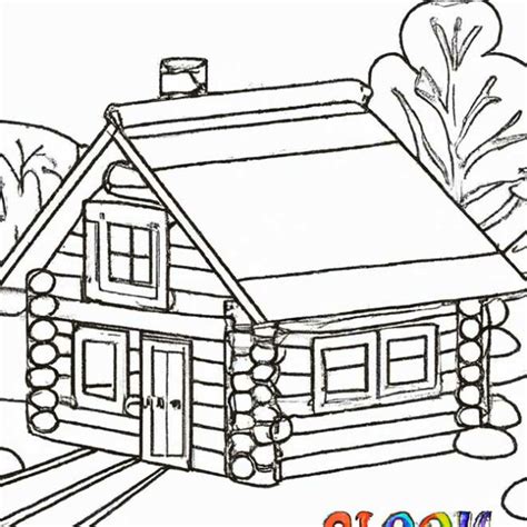 Casa De Madeira Para Colorir