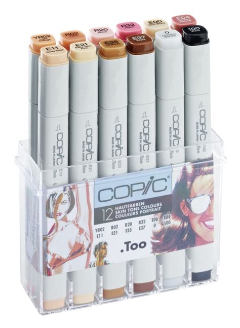 COPIC .TOO MARKER - 12 SKIN TONES SET - TWIN TIPPED - 12 UNIQUE COLOURS ...