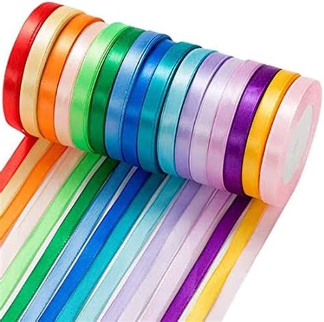 Rolls Satin Ribbon Bundle Yard Double Sided Silk Ribbons Mm