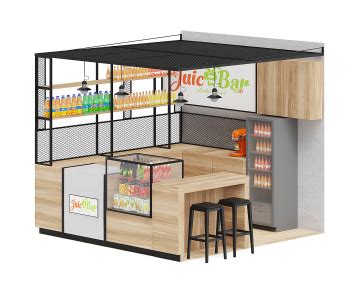 Simple Wooden Juice Display Kiosk Modern Beverage Juice Bar Design Bar