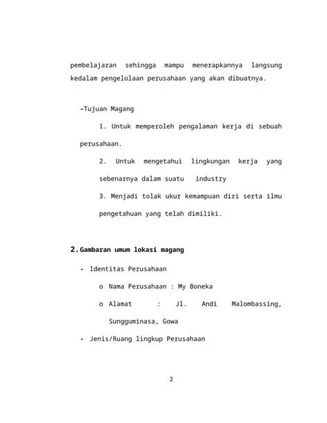 Doc Contoh Laporan Magang Pmw Dokumen Tips